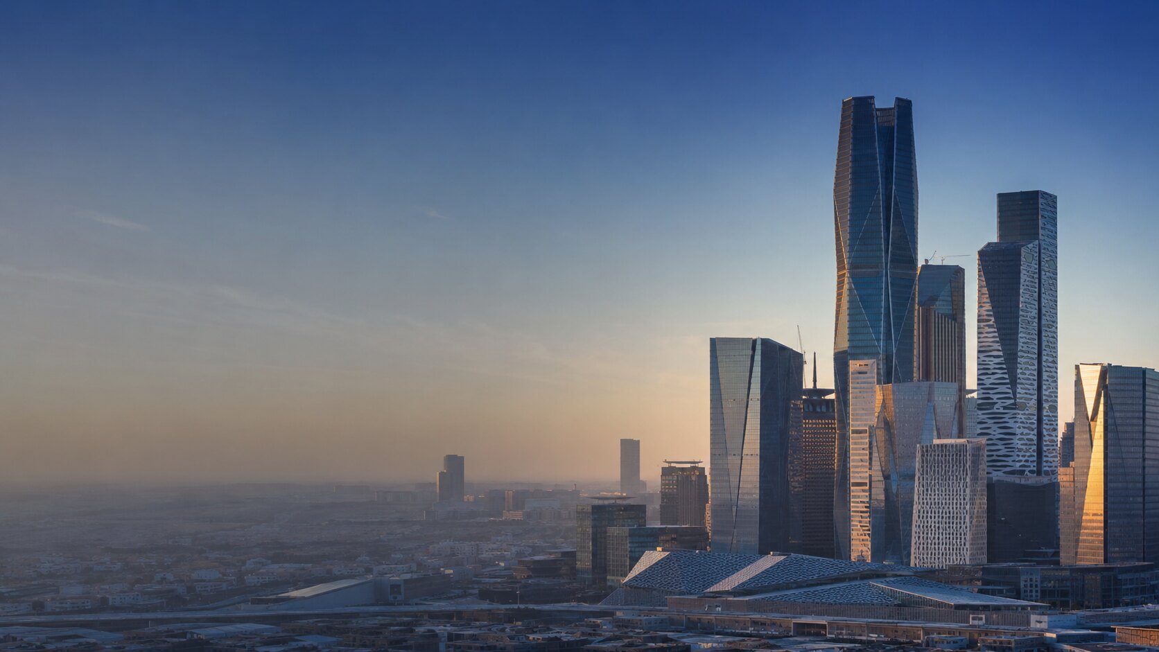 King Abdullah Financial District, Riyadh, at sunrise